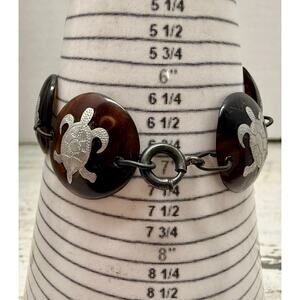 Vintage WWll South Pacific Faux Tortoise Shell Silver Tone Bracelet